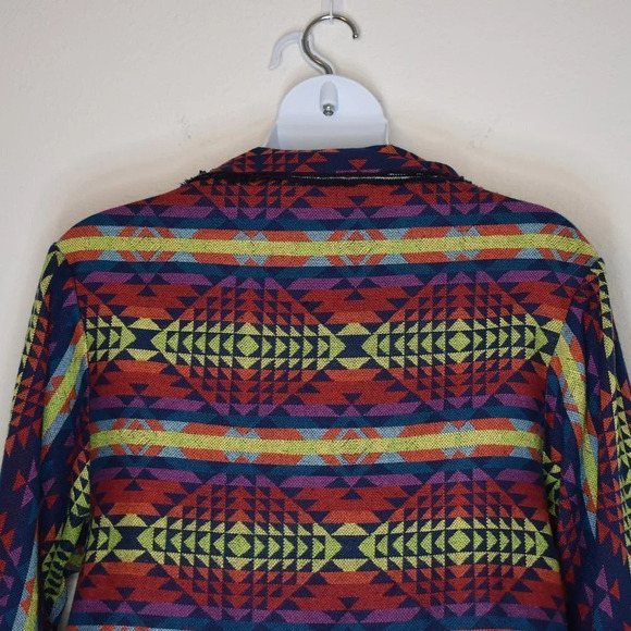 Boho Sz XL Handmade Artsy Aztec Southwestern 3/4 Sleeve Relaxed Fit Open Jacket - Picture 8 of 12